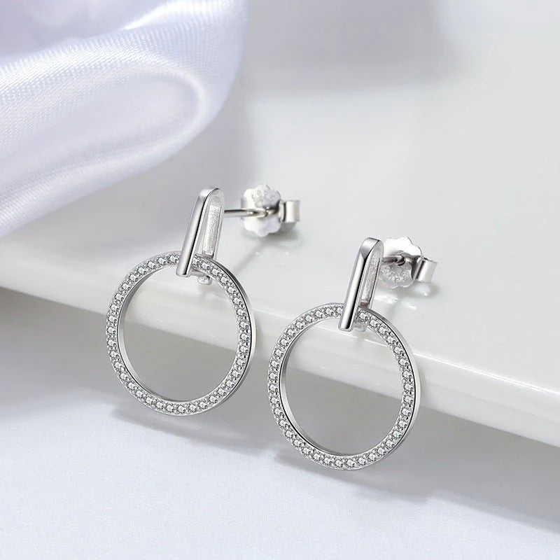 Sterling Silver Diamond Stud Earrings